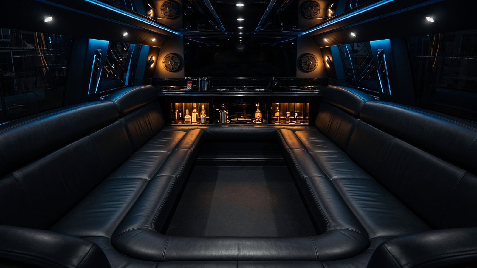 Rear lounge and wet bar on the Chicago 40